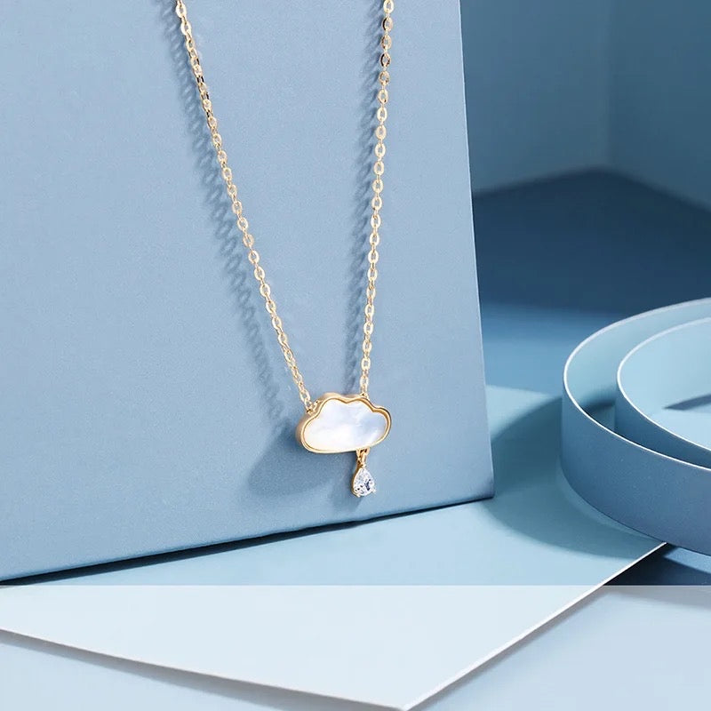 COLLAR NUBE Y CRISTAL MINIMALISTA CIRCONITA DELICADO