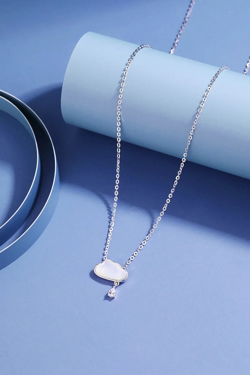 COLLAR NUBE Y CRISTAL MINIMALISTA CIRCONITA DELICADO