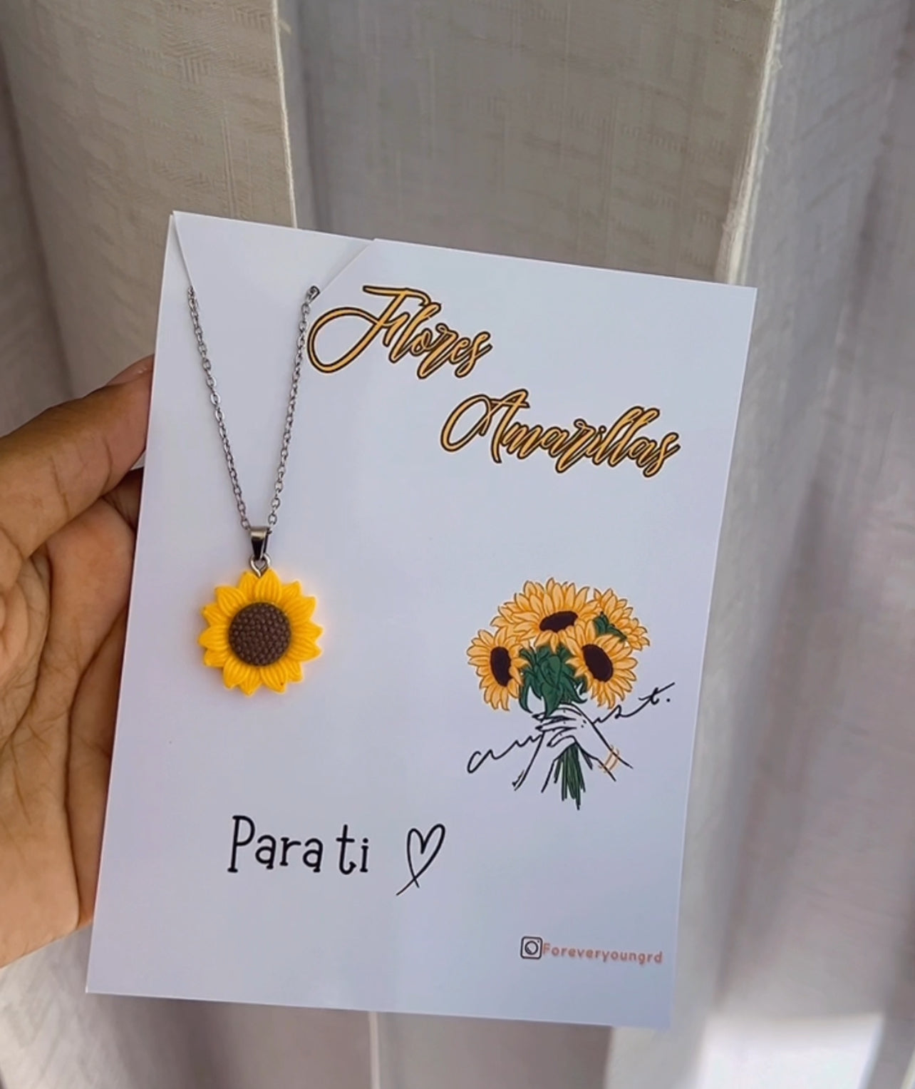 COLLAR FLOR GIRASOL CON EXHIBIDOR TU SI ERES BONITA