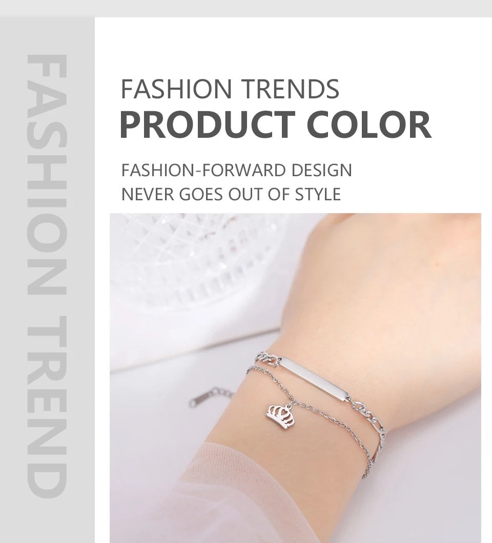 BRAZALETE DOBLE CORONA PERSONALIZABLE MINIMALISTA UNISEX
