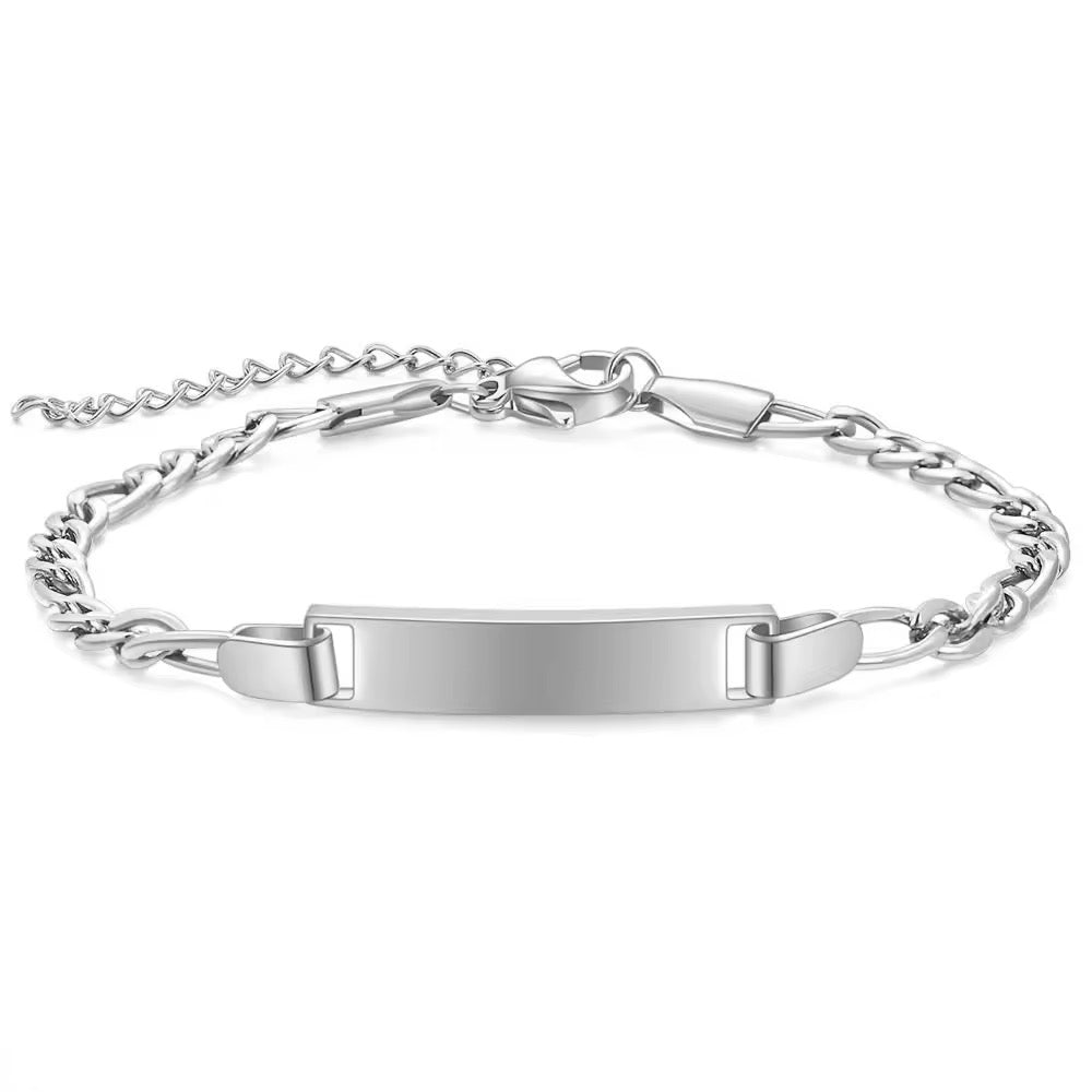 BRAZALETE PLACA MINIMALISTA PERSONALIZABLE CADENA CUBANA ABIERTA