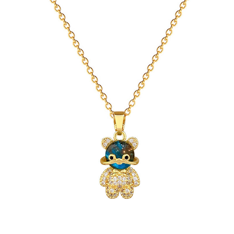 COLLAR OSO OSITO CIELO ESTRELLADO ELEGANTE CRISTAL DE CIRCONIA