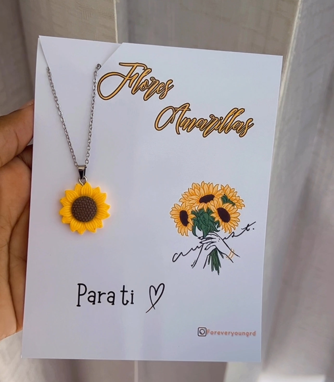 COLLAR FLOR GIRASOL CON EXHIBIDOR TU SI ERES BONITA