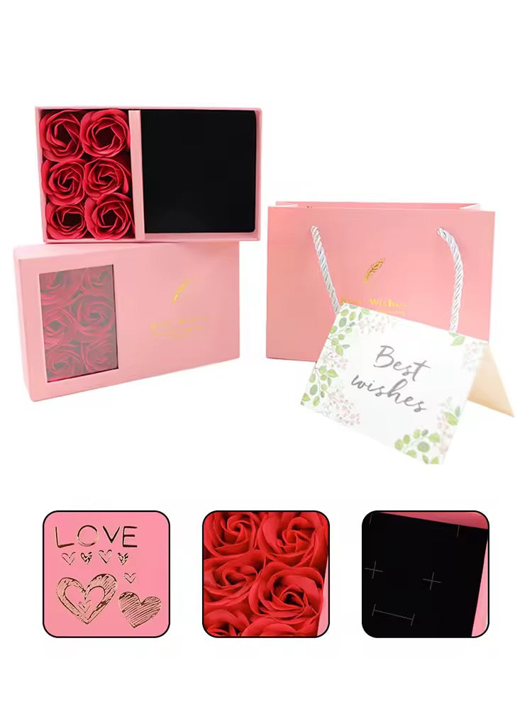 CAJA DE FLORES ETERNAS CON BOLSA DE REGALO
