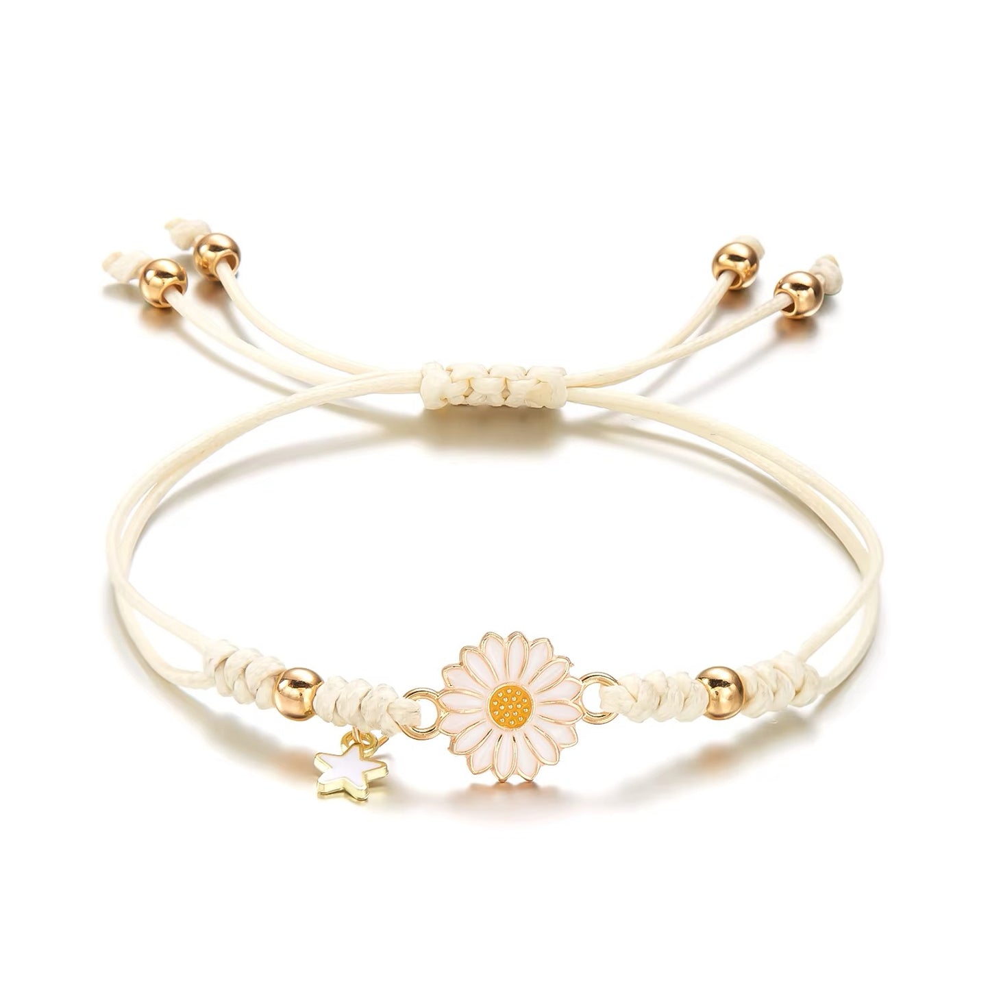 BRAZALETE MARGARITA DAISY FLOR HECHAS A MANO ARTESANAL