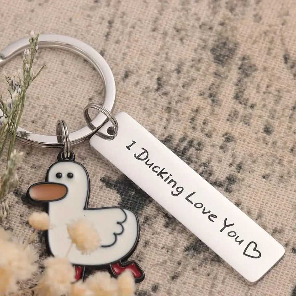 LLAVERO MINIMALISTA I DUCKING LOVE YOU PATO ACERO INOXIDABLE