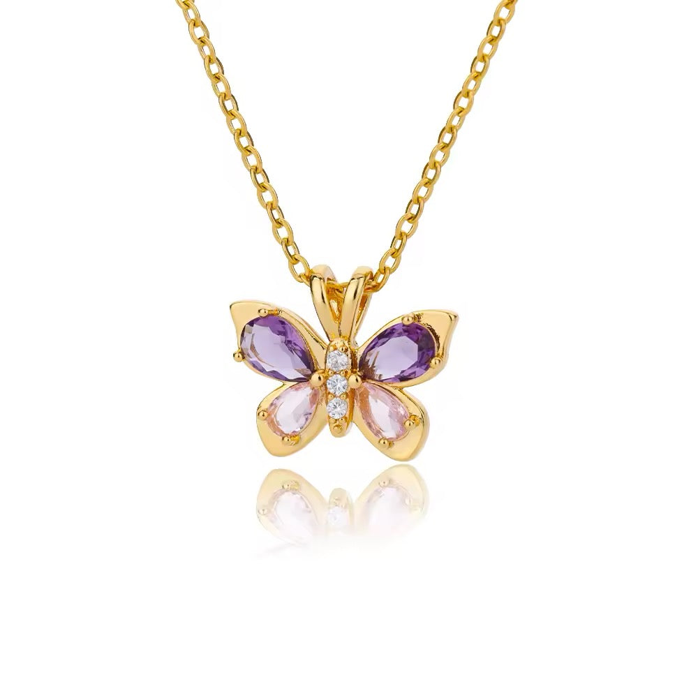 COLLAR CADENA MARIPOSA ELEGANTE CRISTALES DE CIRCONIA