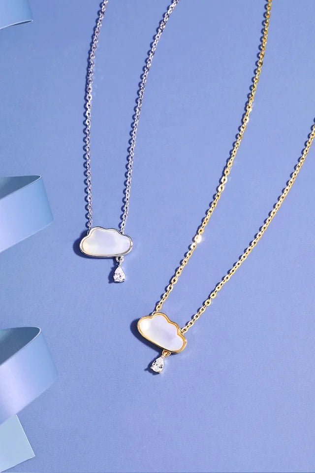 COLLAR NUBE Y CRISTAL MINIMALISTA CIRCONITA DELICADO