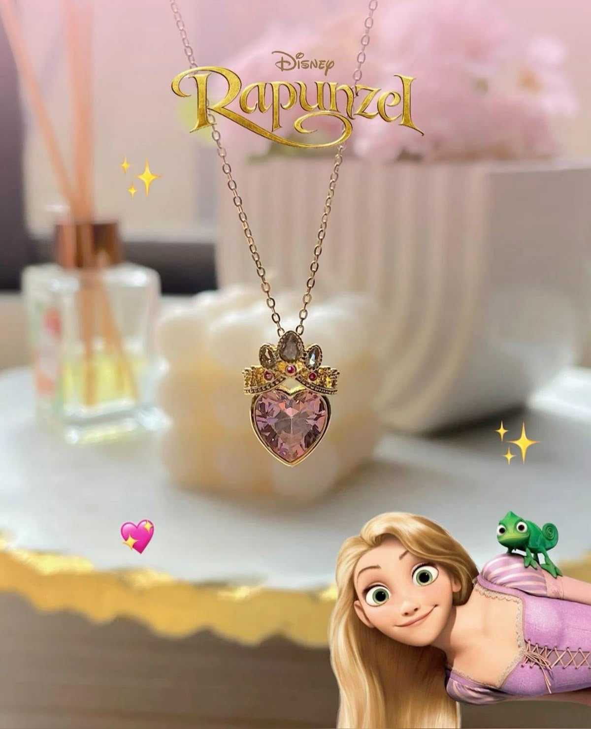 COLLAR CADENA CORONA RAPUNZEL CRISTALES DE CIRCONIA