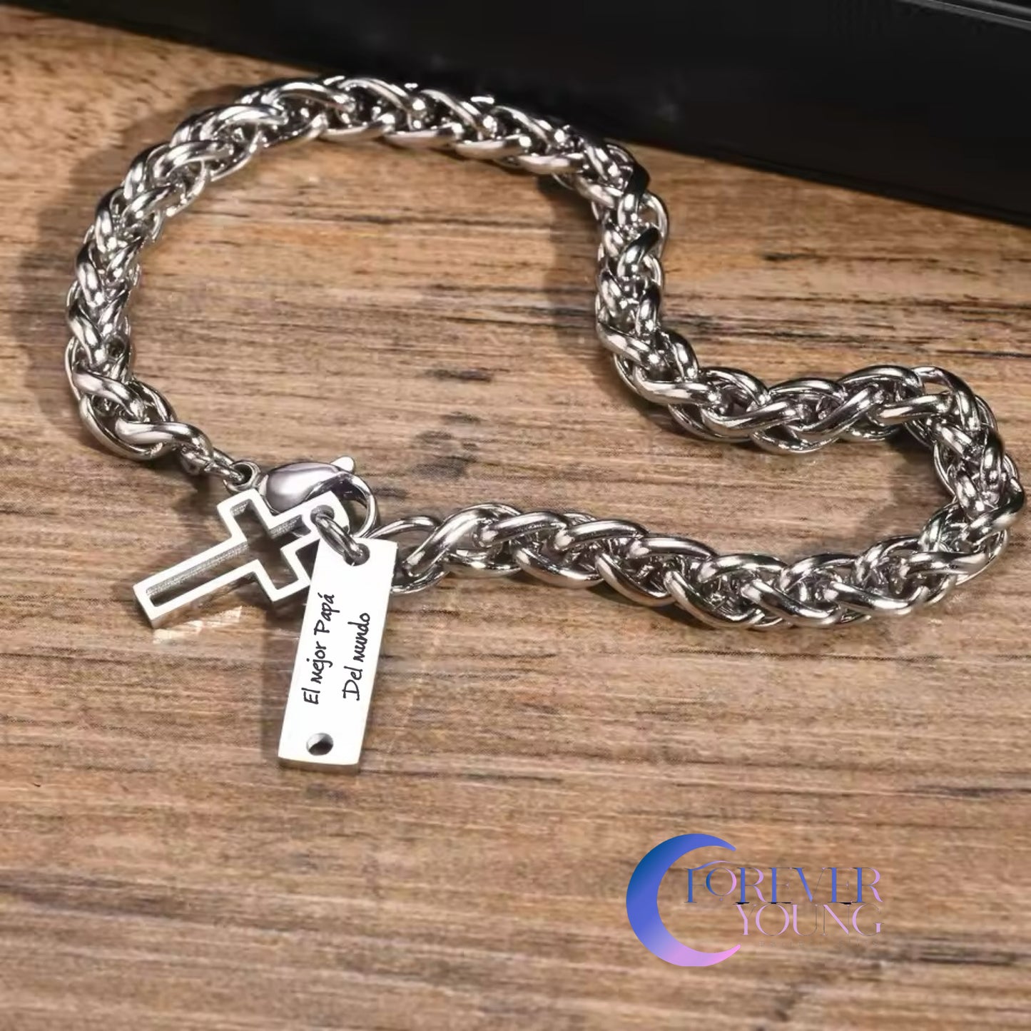 BRAZALETE ESTILO CUBANA ACERO INOXIDABLE ELEGANTE PERSONALIZABLE PLATEADOS