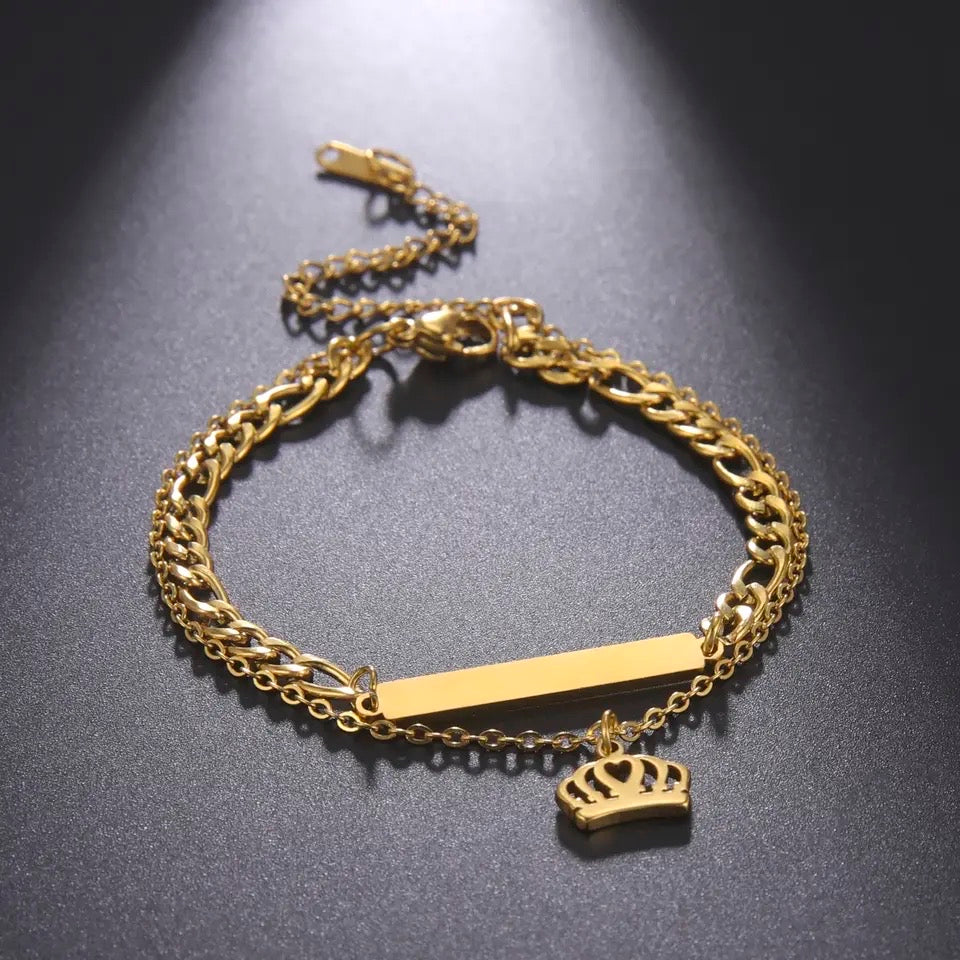 BRAZALETE DOBLE CORONA PERSONALIZABLE MINIMALISTA UNISEX