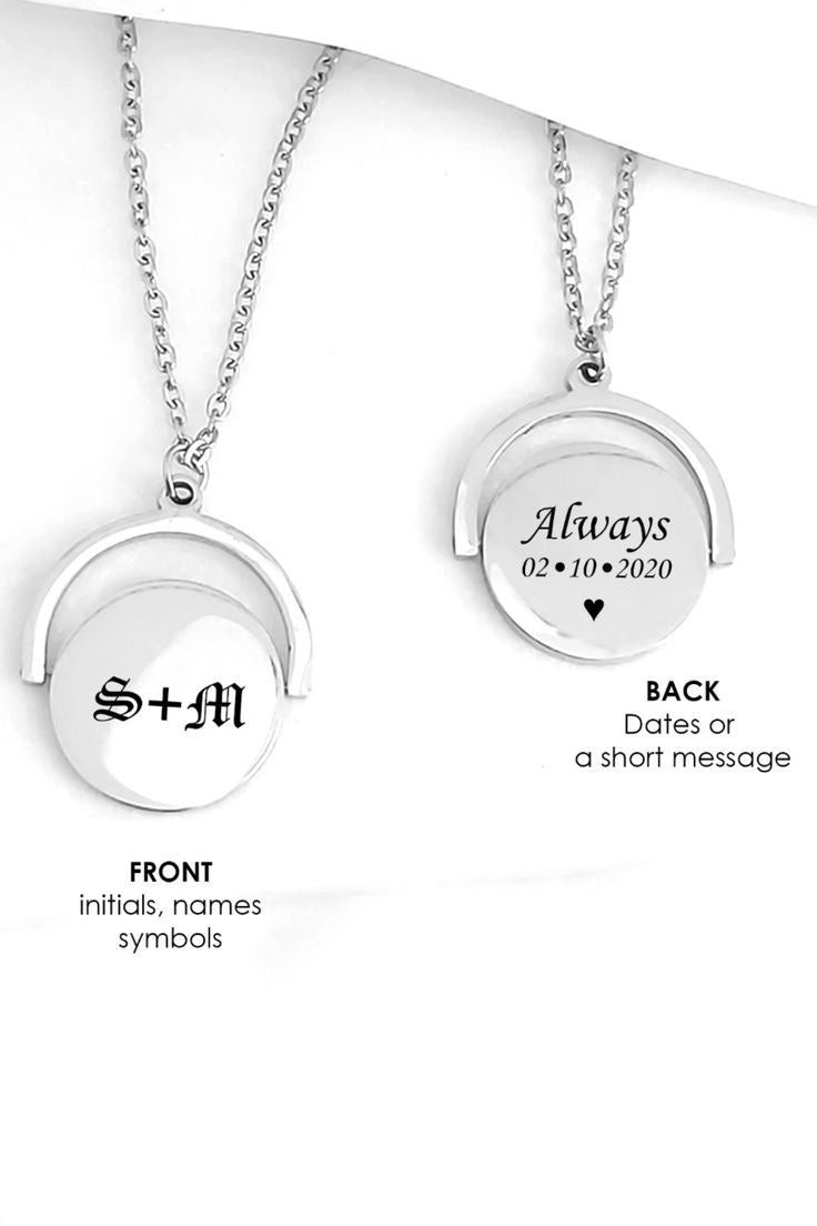 COLLAR MINIMALISTA CON COLGANTE GIRATORIO UNISEX PERSONALIZADO