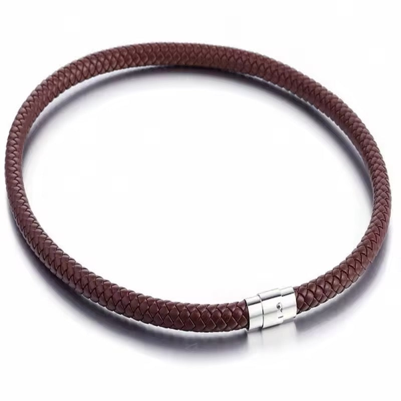 CHOCKER GARGANTILLA DE CUERO TRENZADA UNISEX PUNK