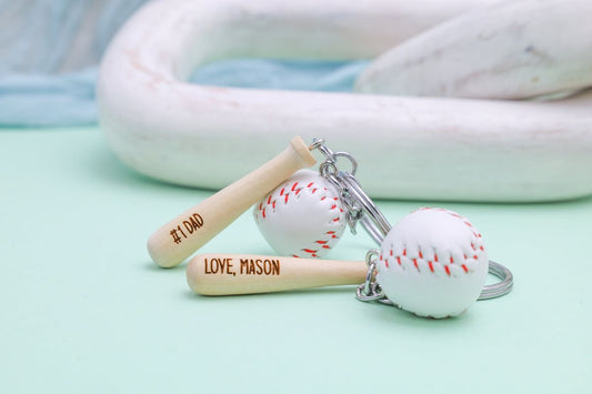 LLAVEROS DE BEISBOL PERSONALIZABLES CUERO Y MADERA DEPORTE