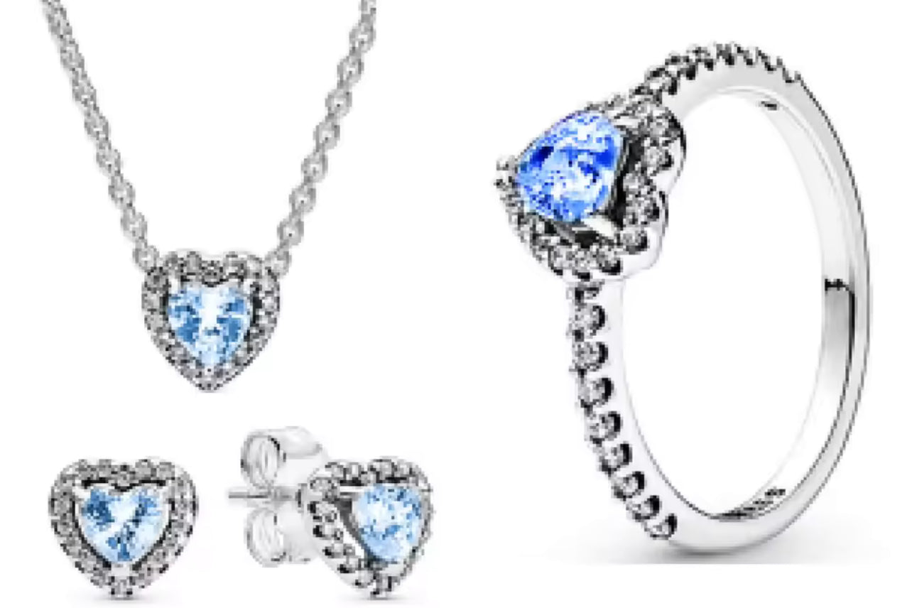 SET ESTILO PANDORA CORAZÓN MINIMALISTA CIRCONIA ELEGANTE