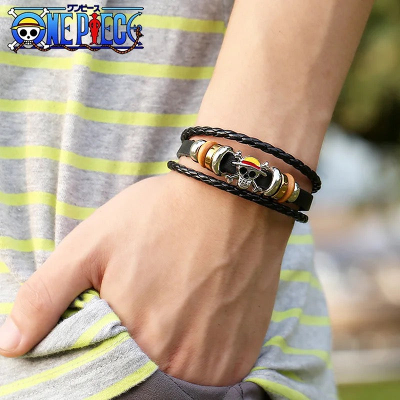 BRAZALETES ANIME ONE PIECE LEATHER CUERO MINIMALISTA
