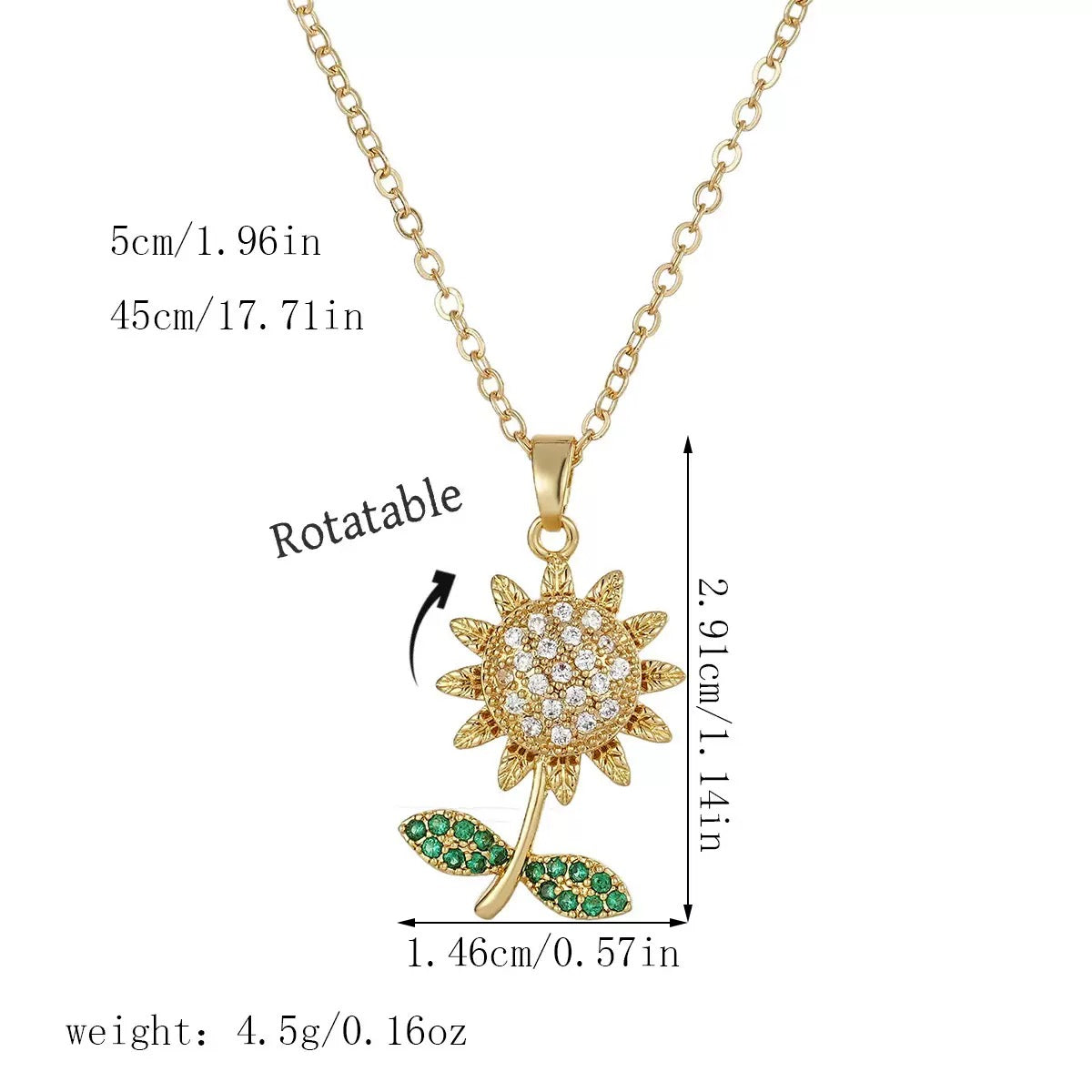 COLLAR FLOR GIRASOL CRISTALES INCRUSTADOS MINIMALISTA