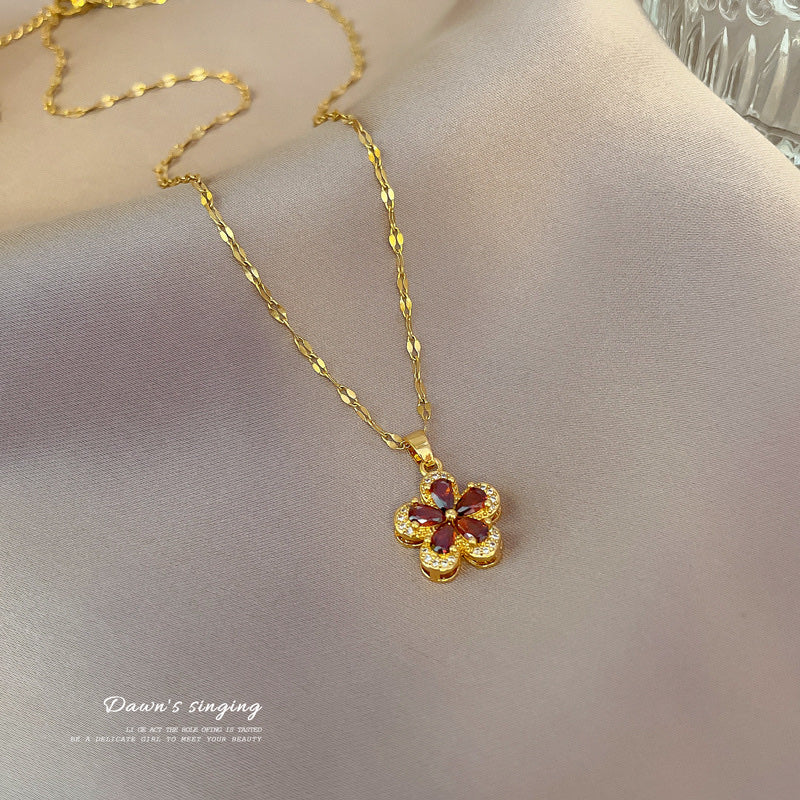 COLLAR FLOR DE CEREZO EN CRISTALES FEMENINA ELEGANTE