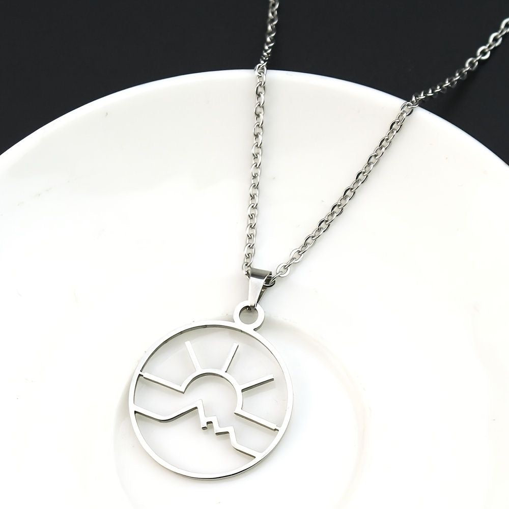 COLLAR DIJE DE AMANECER SOL Y MONTAÑA MINIMALISTA