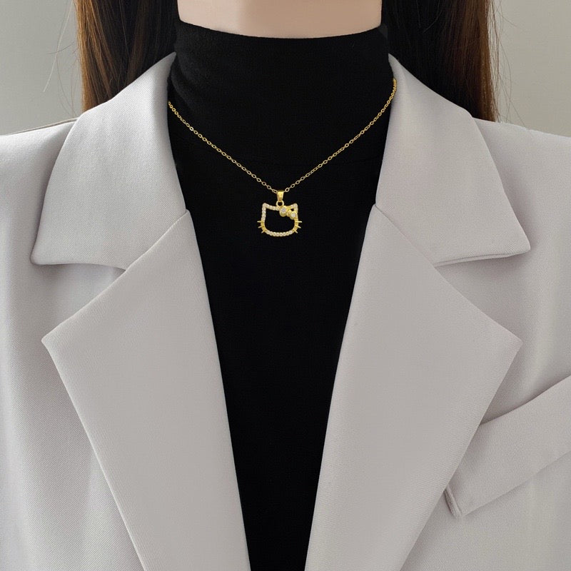 COLLAR CADENA HELLO KITTY ELEGANTE CRISTALES DE CIRCONIA