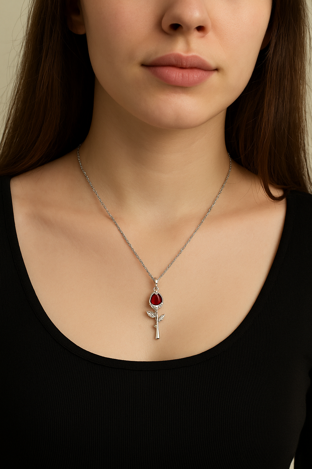 COLLAR TULIPÁN TALLO LARGO  ELEGANTE CRISTAL DE CIRCONIA