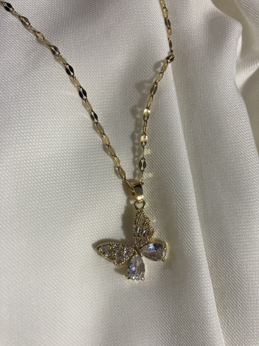 COLLAR CADENA MARIPOSA    ELEGANTE CRISTALES DE CIRCONIA