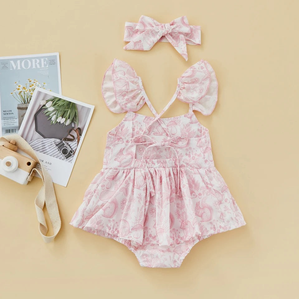 MONO ROMPER VESTIDO ESTAMPADO DE CONEJO