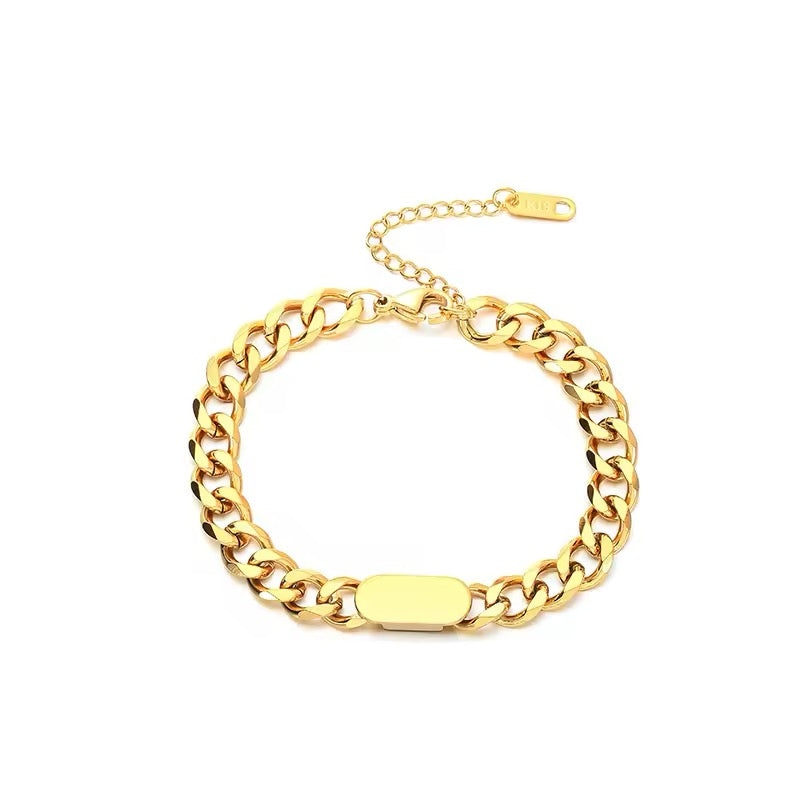 BRAZALETE ESTILO CUBANA ACERO INOXIDABLE PERSONALIZABLE PLATEADOS