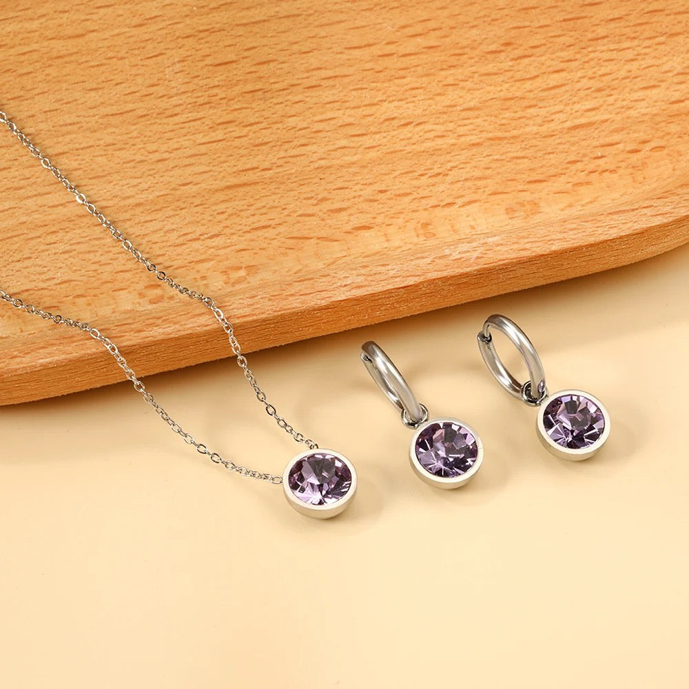 SET DE COLLAR CIRCONIA ELEGANTE ACERO INOXIDABLE