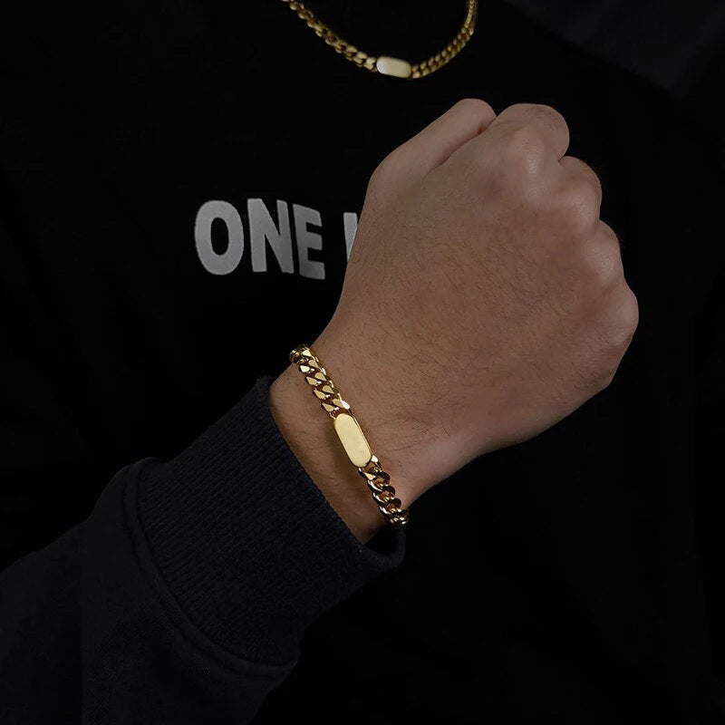 BRAZALETE ESTILO CUBANA ACERO INOXIDABLE PERSONALIZABLE PLATEADOS