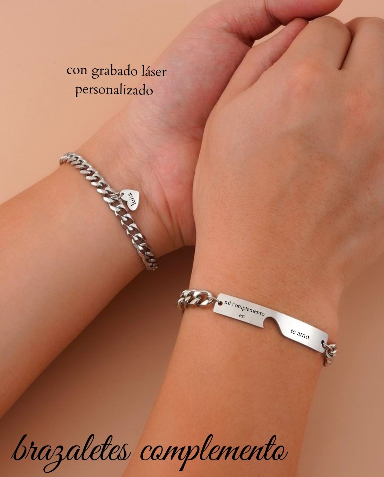 BRAZALETES MAGNÉTICOS CADENA CUBANA DE PAREJA