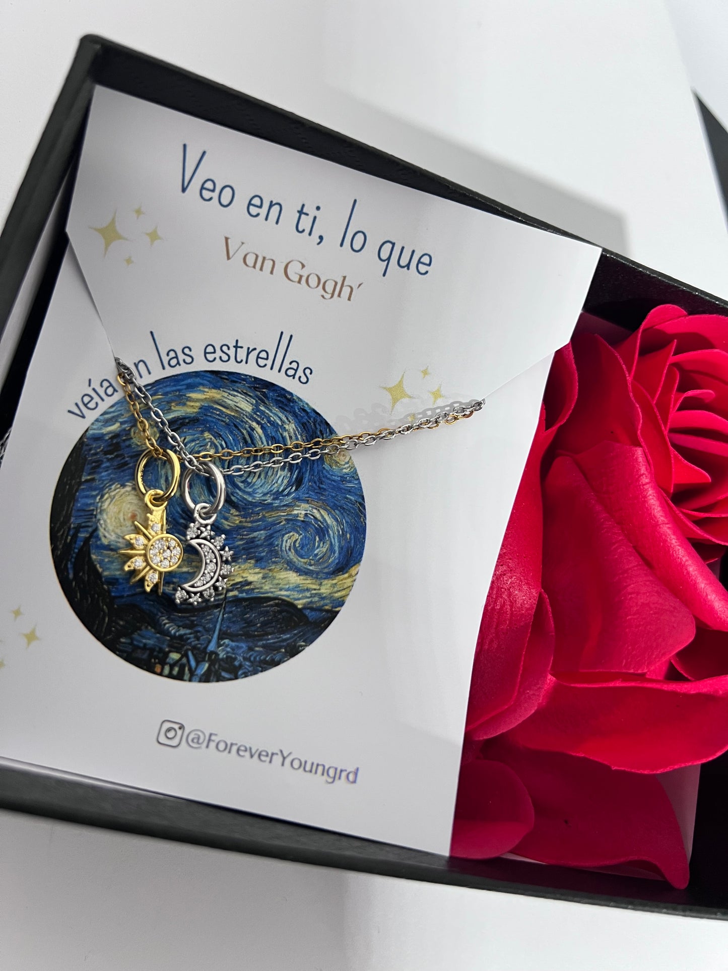 COLLARES PROMESA DIJES SOL & LUNA CELESTIAL CRISTALES DE CIRCONITA