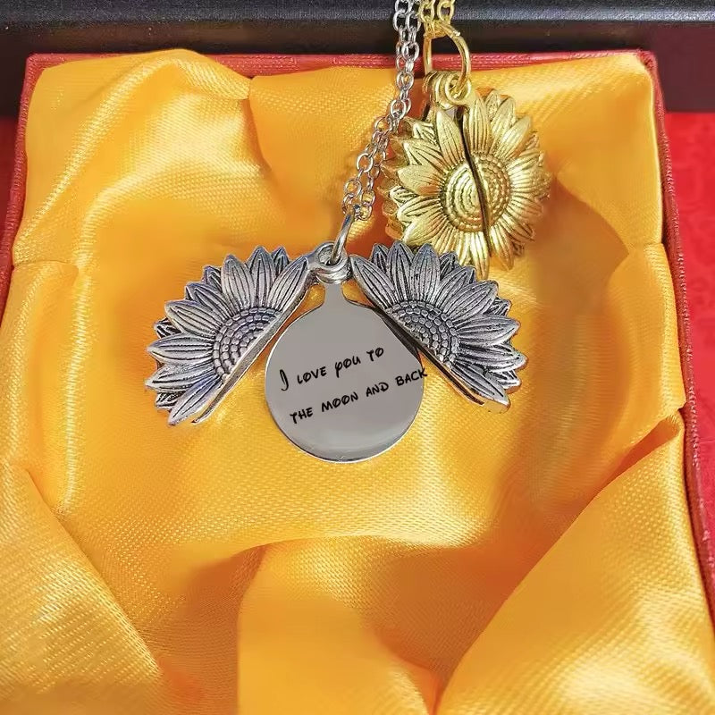 COLLAR MENSAJE OCULTO DISEÑO GIRASOL PERSONALIZADO