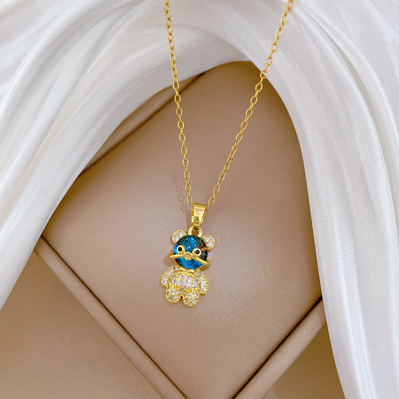 COLLAR OSO OSITO CIELO ESTRELLADO ELEGANTE CRISTAL DE CIRCONIA