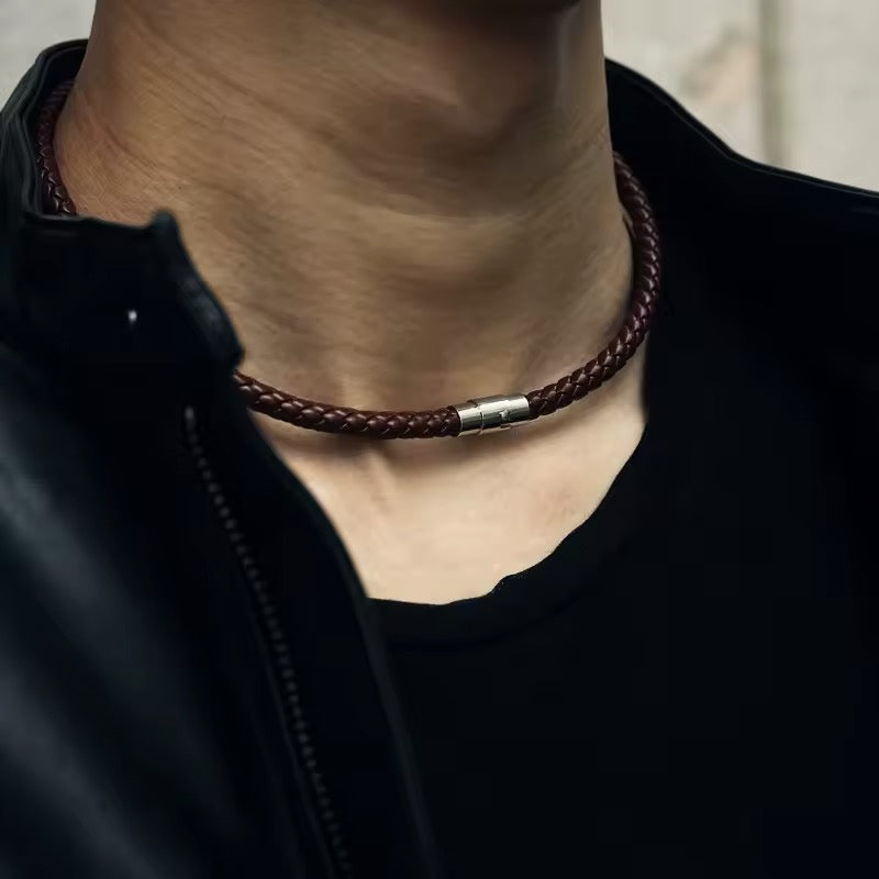 CHOCKER GARGANTILLA DE CUERO TRENZADA UNISEX PUNK