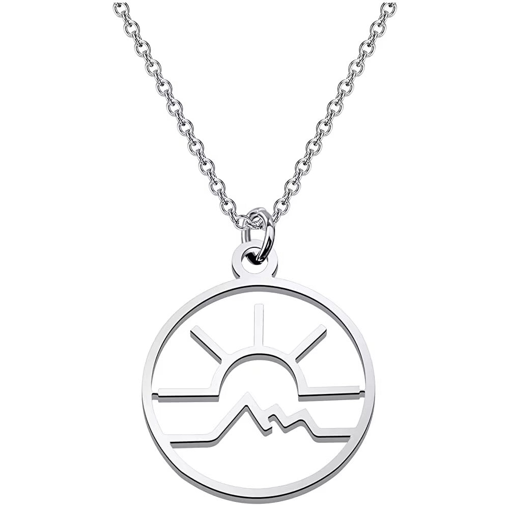 COLLAR DIJE DE AMANECER SOL Y MONTAÑA MINIMALISTA