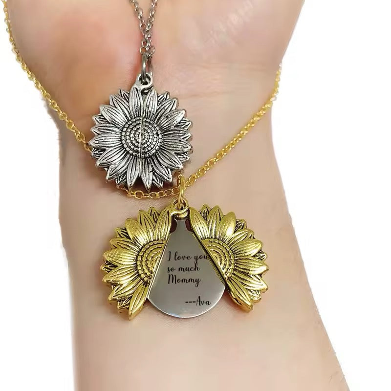 COLLAR MENSAJE OCULTO DISEÑO GIRASOL PERSONALIZADO