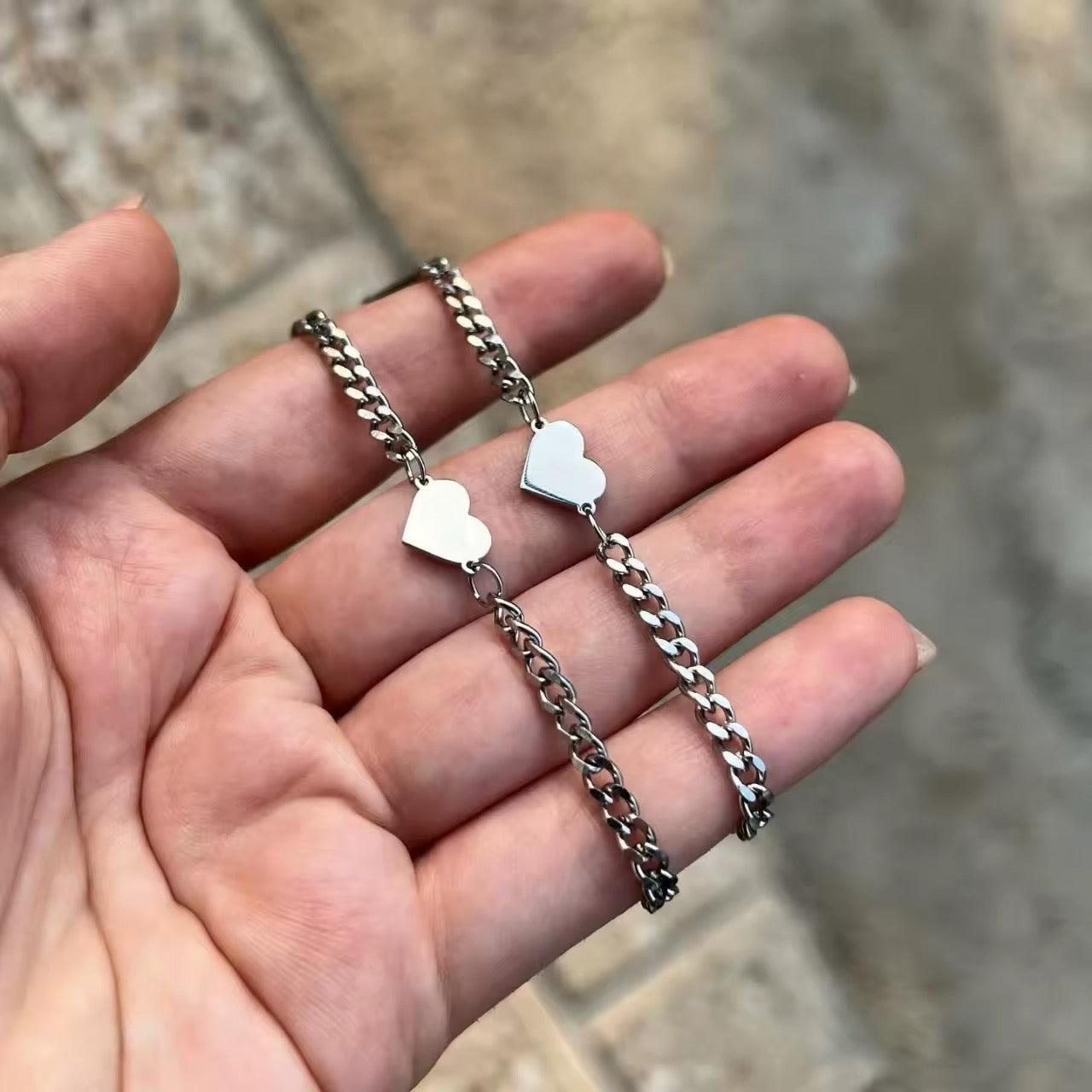 BRAZALETES GROSOR FINO MINIMALISTAS CADENA CUBANA DE PAREJA