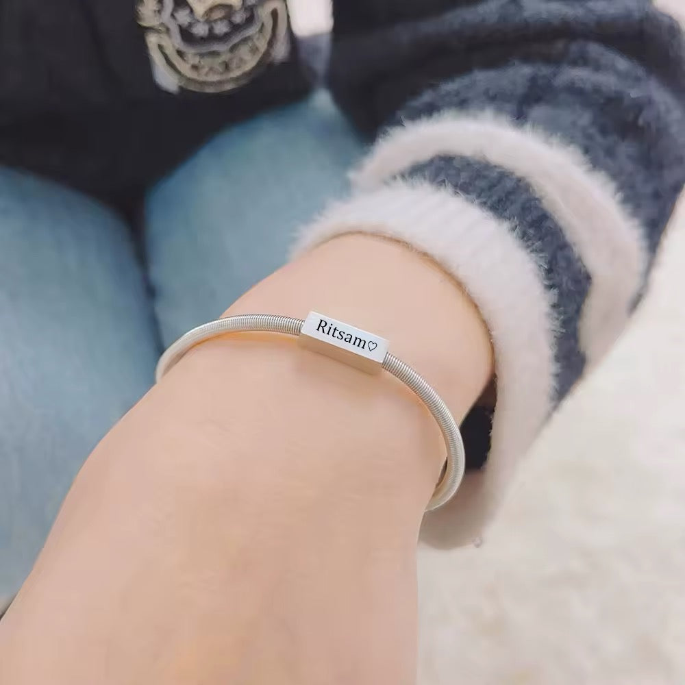 BRAZALETE CADENA REDONDA PLACA MINIMALISTA PERSONALIZABLE