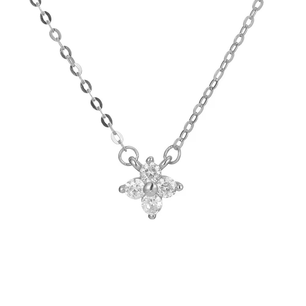 CADENA CORTA TIPO CHOCKER DELICADA CRISTAL TRÉBOL MINIMALISTA