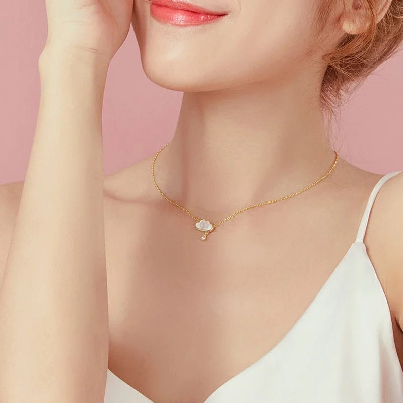 COLLAR NUBE Y CRISTAL MINIMALISTA CIRCONITA DELICADO