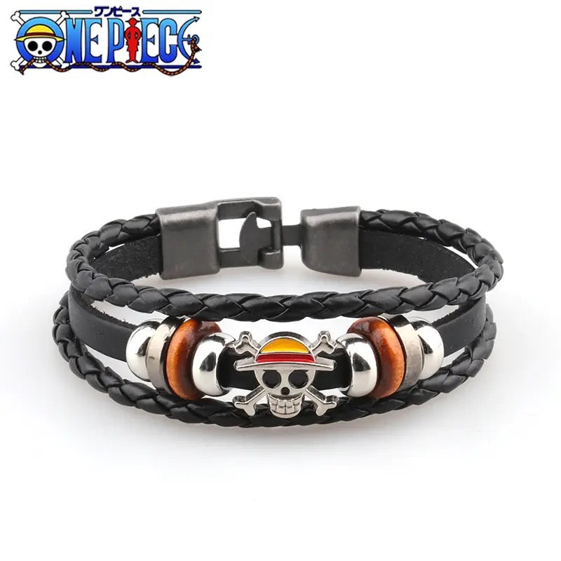 BRAZALETES ANIME ONE PIECE LEATHER CUERO MINIMALISTA