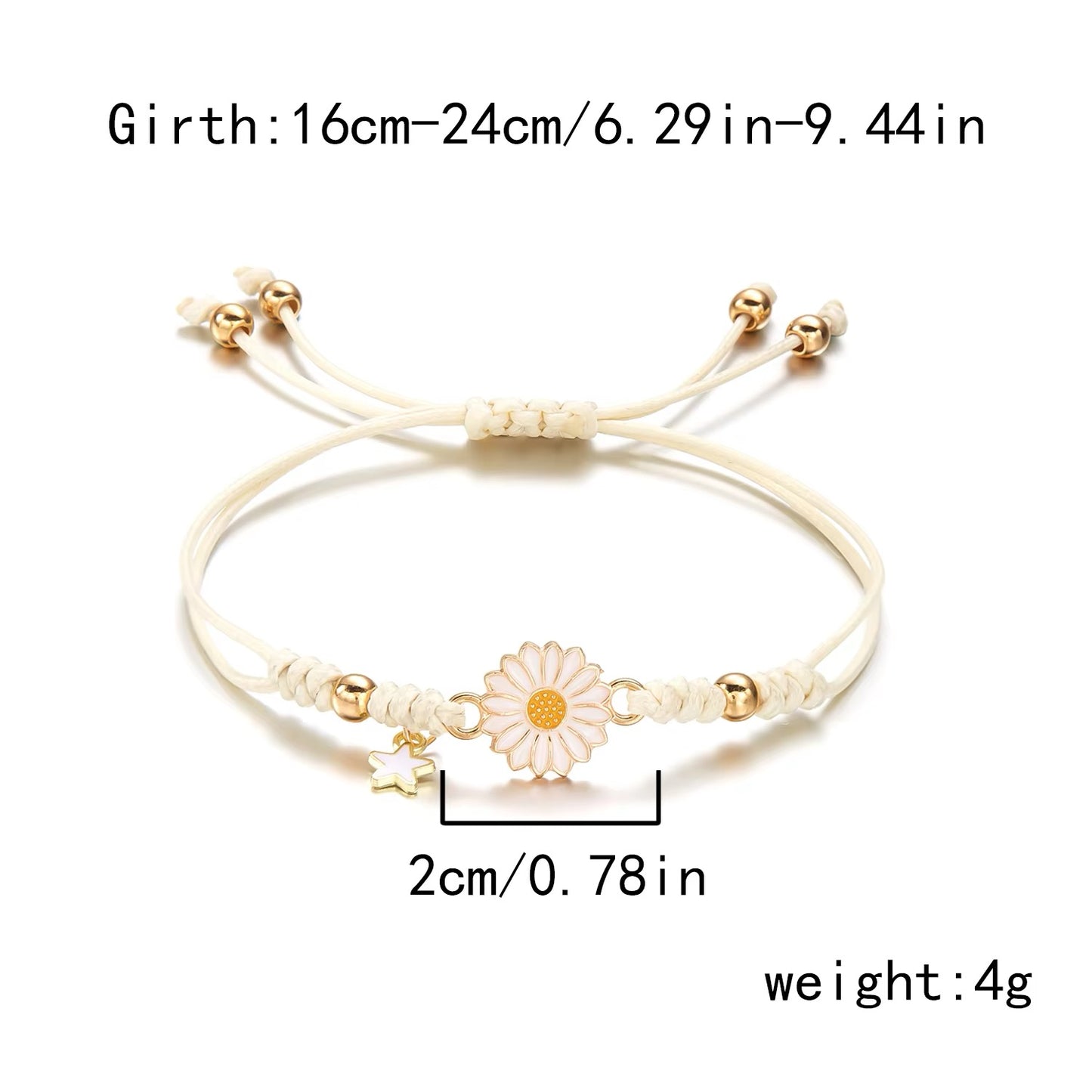 BRAZALETE MARGARITA DAISY FLOR HECHAS A MANO ARTESANAL