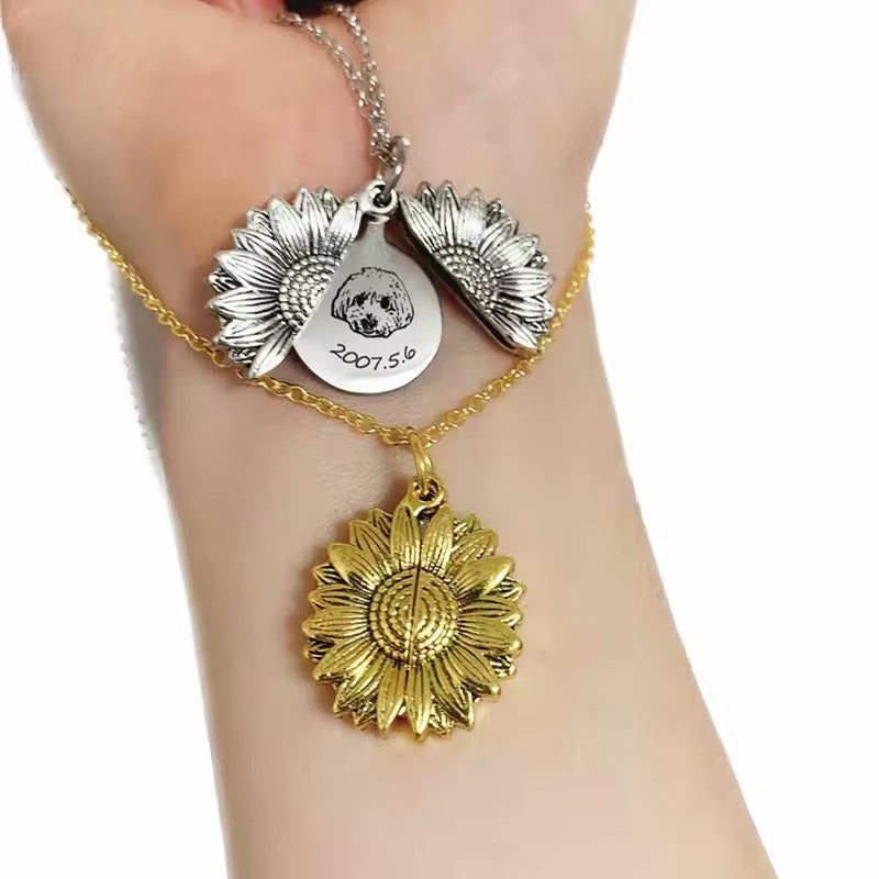 COLLAR MENSAJE OCULTO DISEÑO GIRASOL PERSONALIZADO