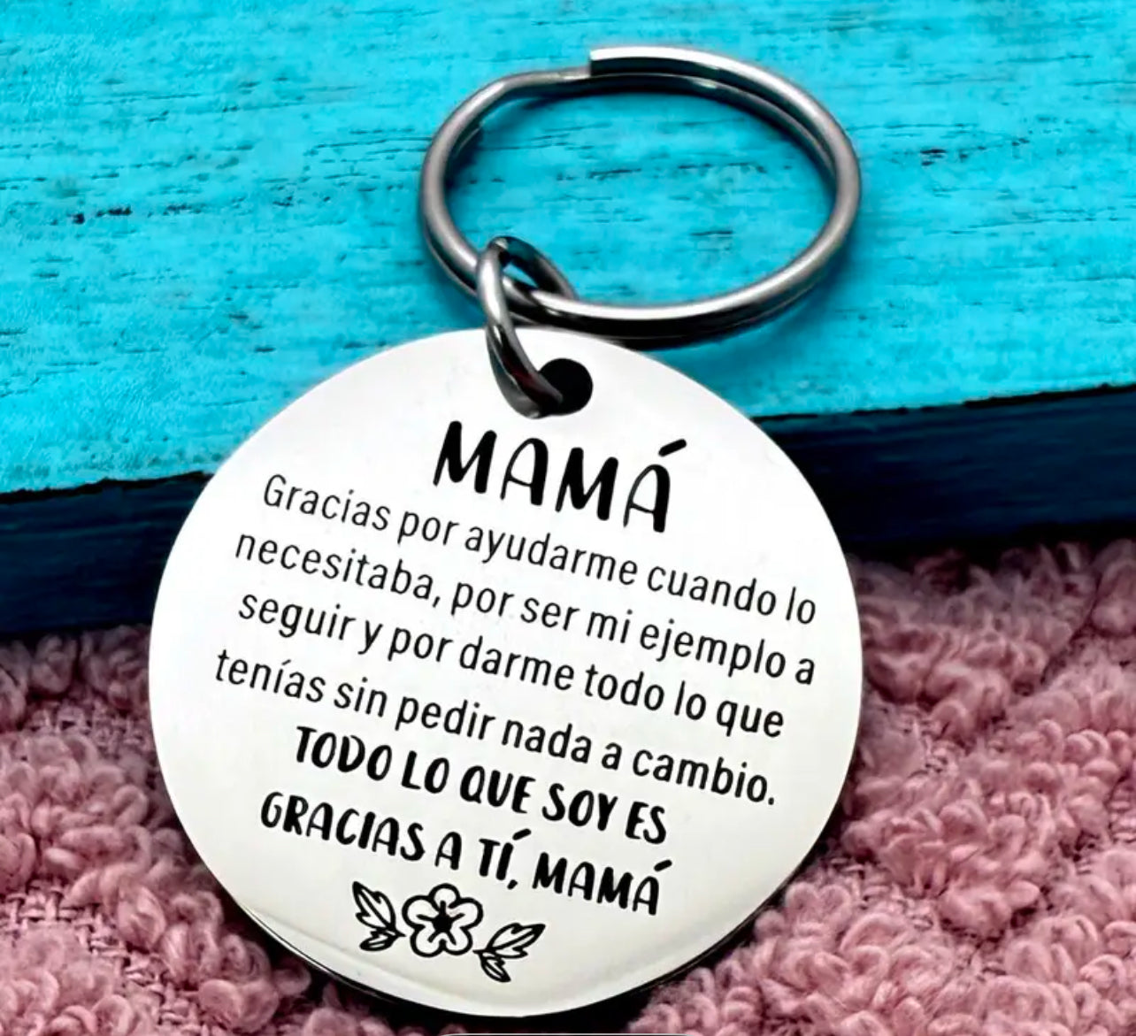 LLAVEROS PEQUEÑOS MINIMALISTAS ACERO INOXIDABLE MENSAJE MAMÁ