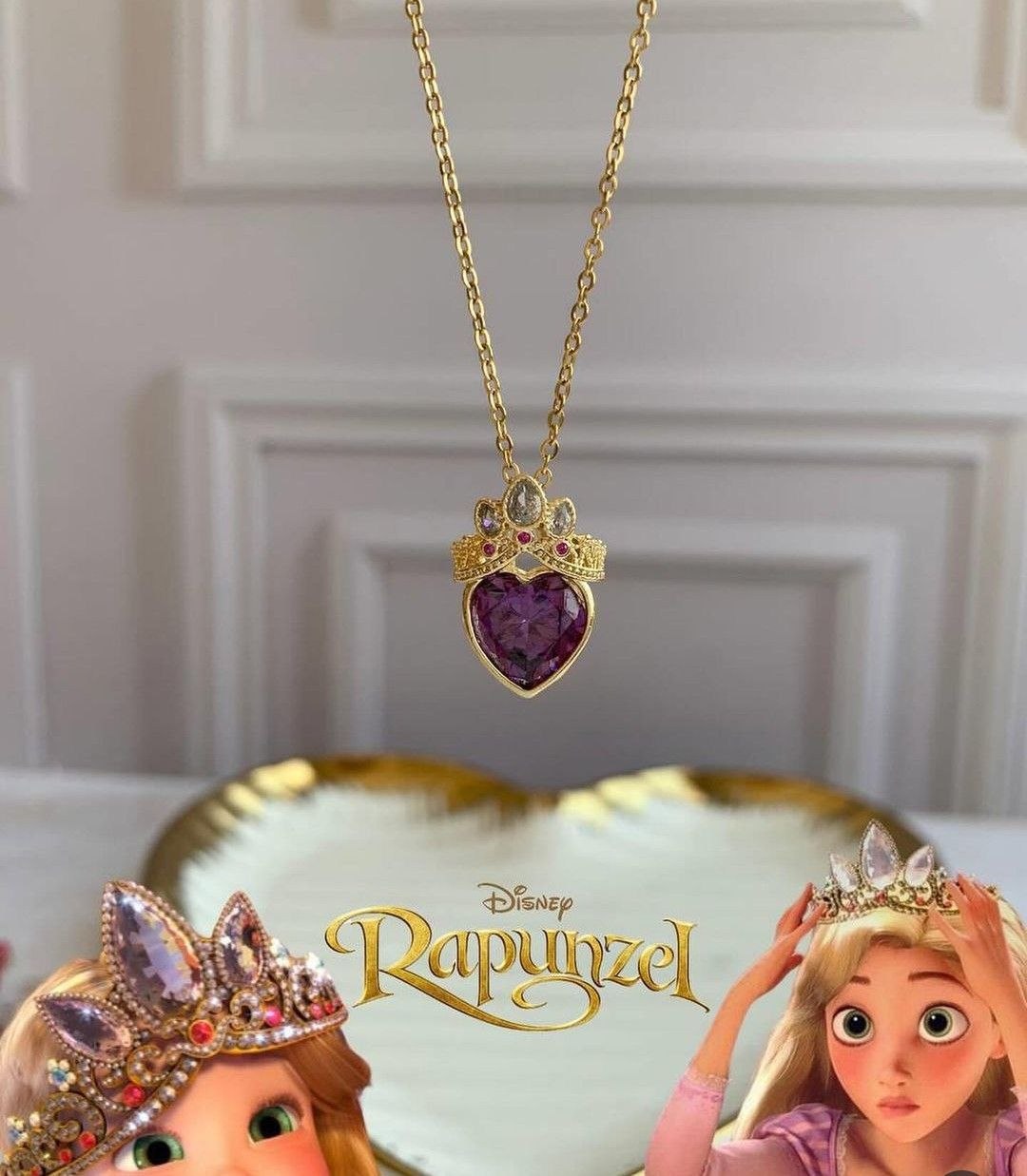 COLLAR CADENA CORONA RAPUNZEL CRISTALES DE CIRCONIA