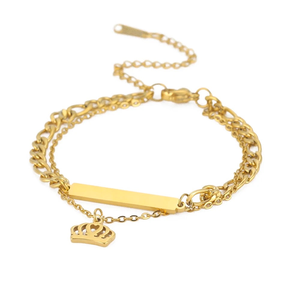 BRAZALETE DOBLE CORONA PERSONALIZABLE MINIMALISTA UNISEX