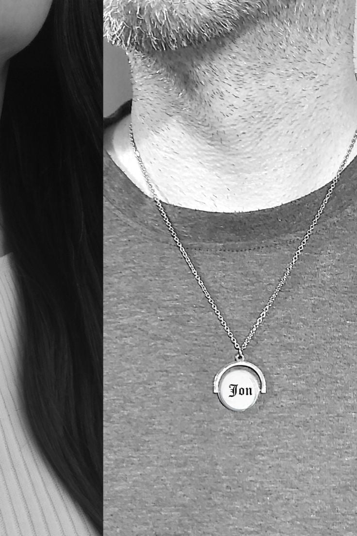 COLLAR MINIMALISTA CON COLGANTE GIRATORIO UNISEX PERSONALIZADO