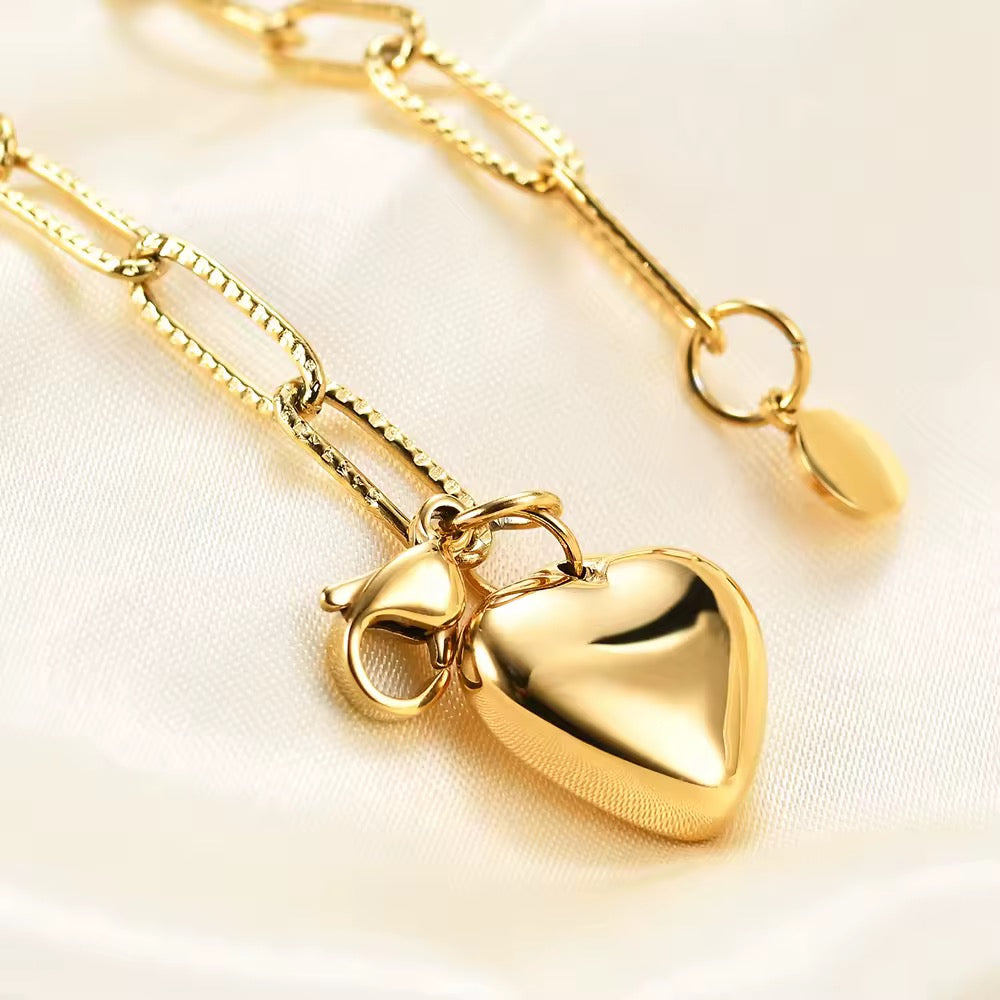 BRAZALETE MINIMALISTA DIJE CORAZÓN SOLIDO PERSONALIZABLE
