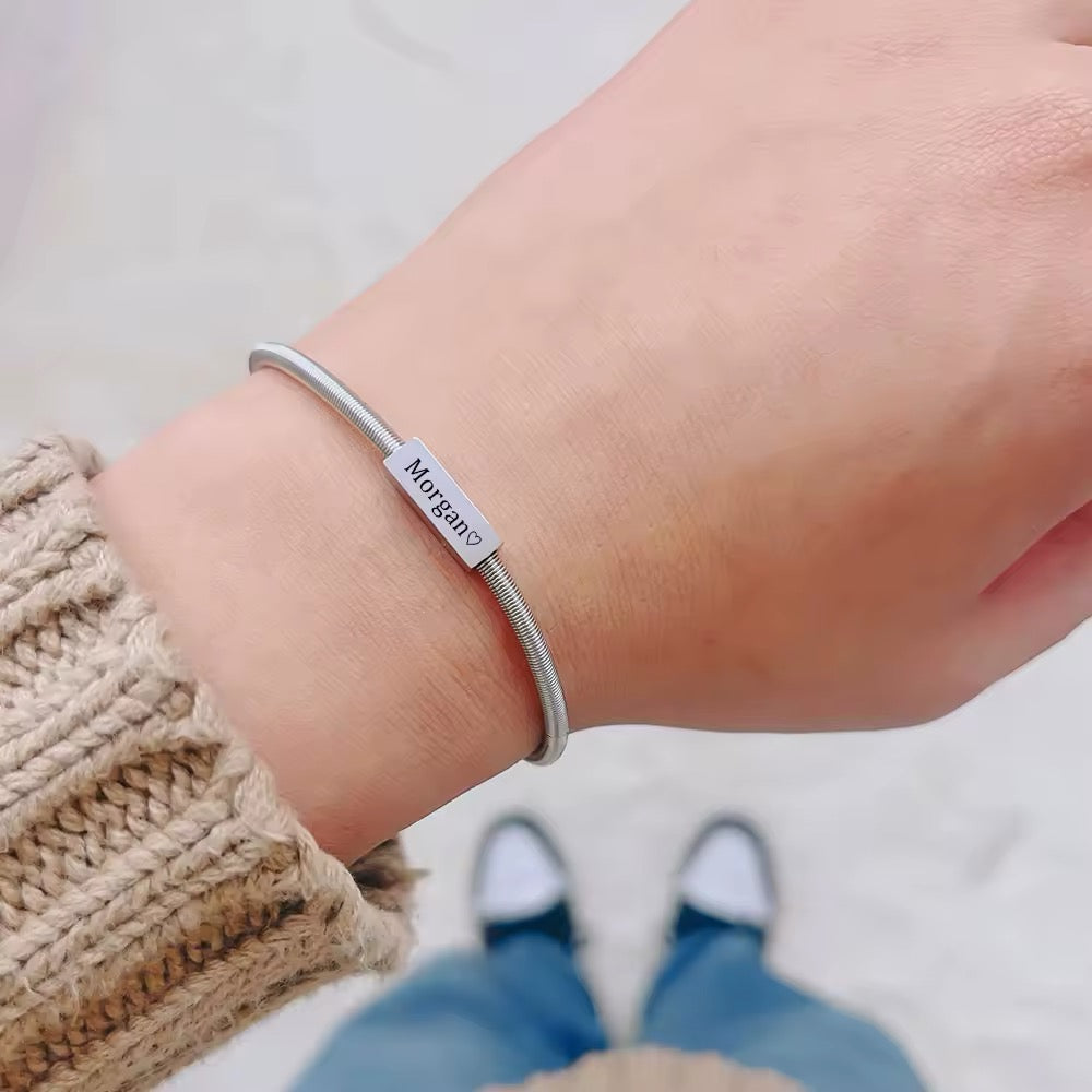 BRAZALETE CADENA REDONDA PLACA MINIMALISTA PERSONALIZABLE